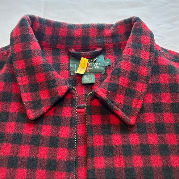 J Crew Men’s Buffalo Plaid Red & Black Wool Blend Full Front Zip Jacket EUC SZ L - Picture 13 of 16
